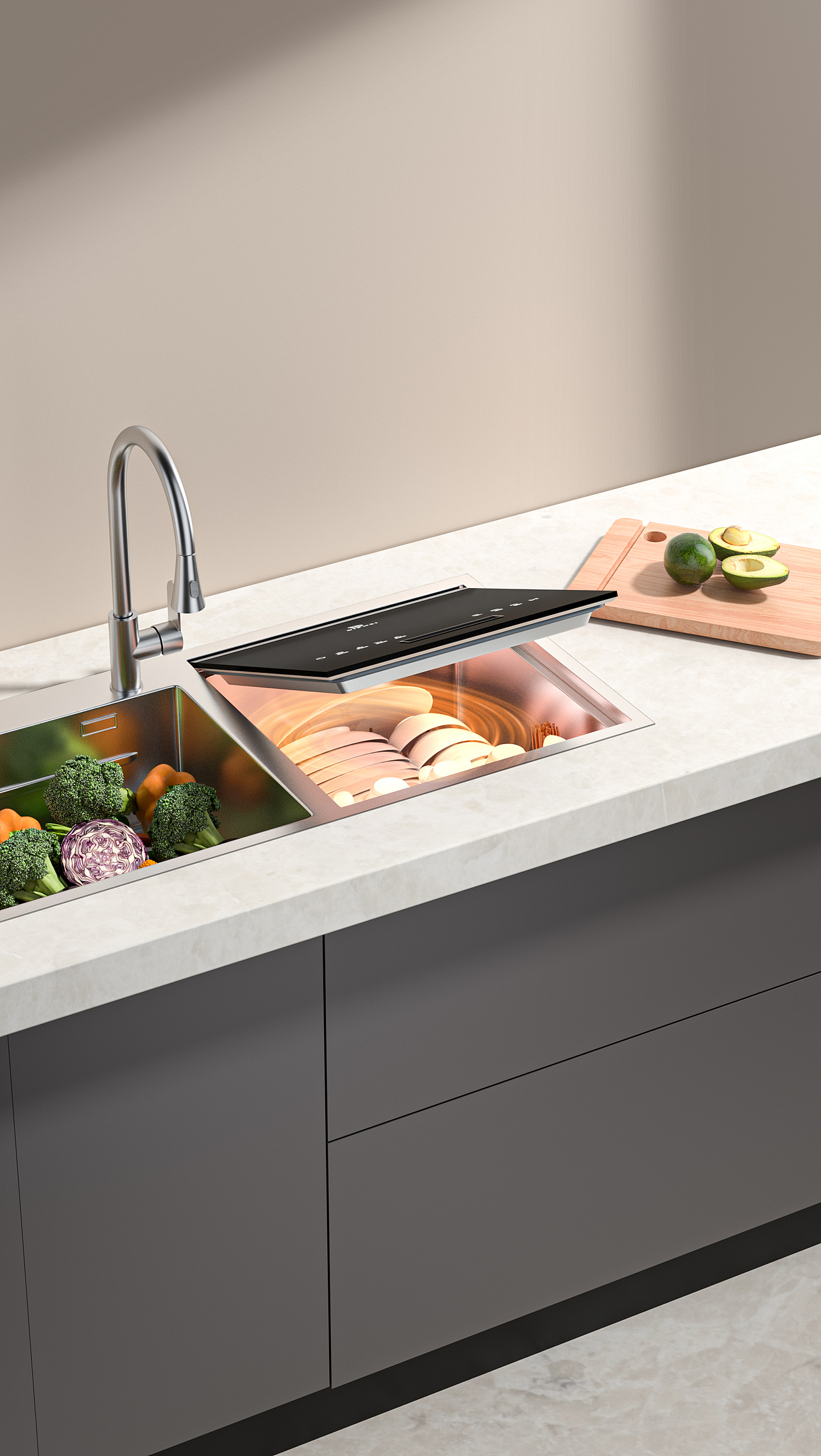 水槽洗碗机建模渲染（图ZMzU4NzE2MDg4） - 电商 - 站酷设计师打败神话原创素材 - 站酷ZCOOL