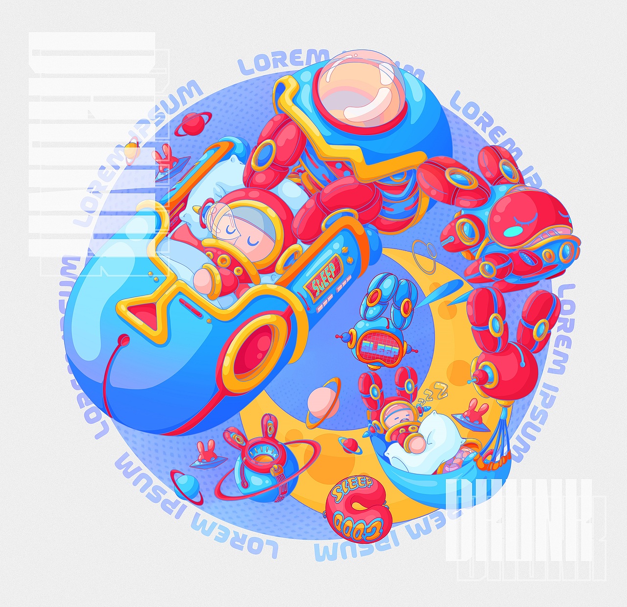 机械兔宇宙（图ZMzEzOTg0NTky） - 商业插画 - 站酷设计师lilynail原创素材 - 站酷ZCOOL