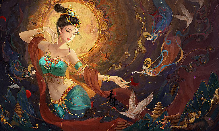 StartAI丨遇见敦煌之【飞天仙女】（图ZMzU5MDQ1Nzcy） - AI作品 - 站酷设计师Start小星星原创素材 - 站酷ZCOOL