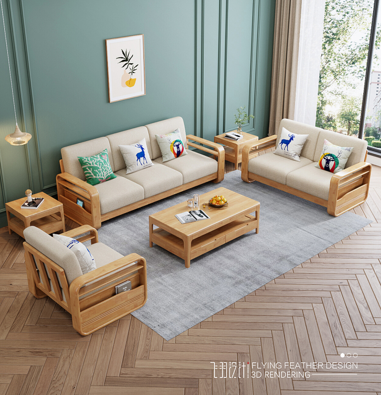 实木沙发设计，胡桃木沙发设计，北欧实木沙发，家具3D|工业/产品|生活用品|艺帮设计 - 原创作品 - 站酷 (ZCOOL)