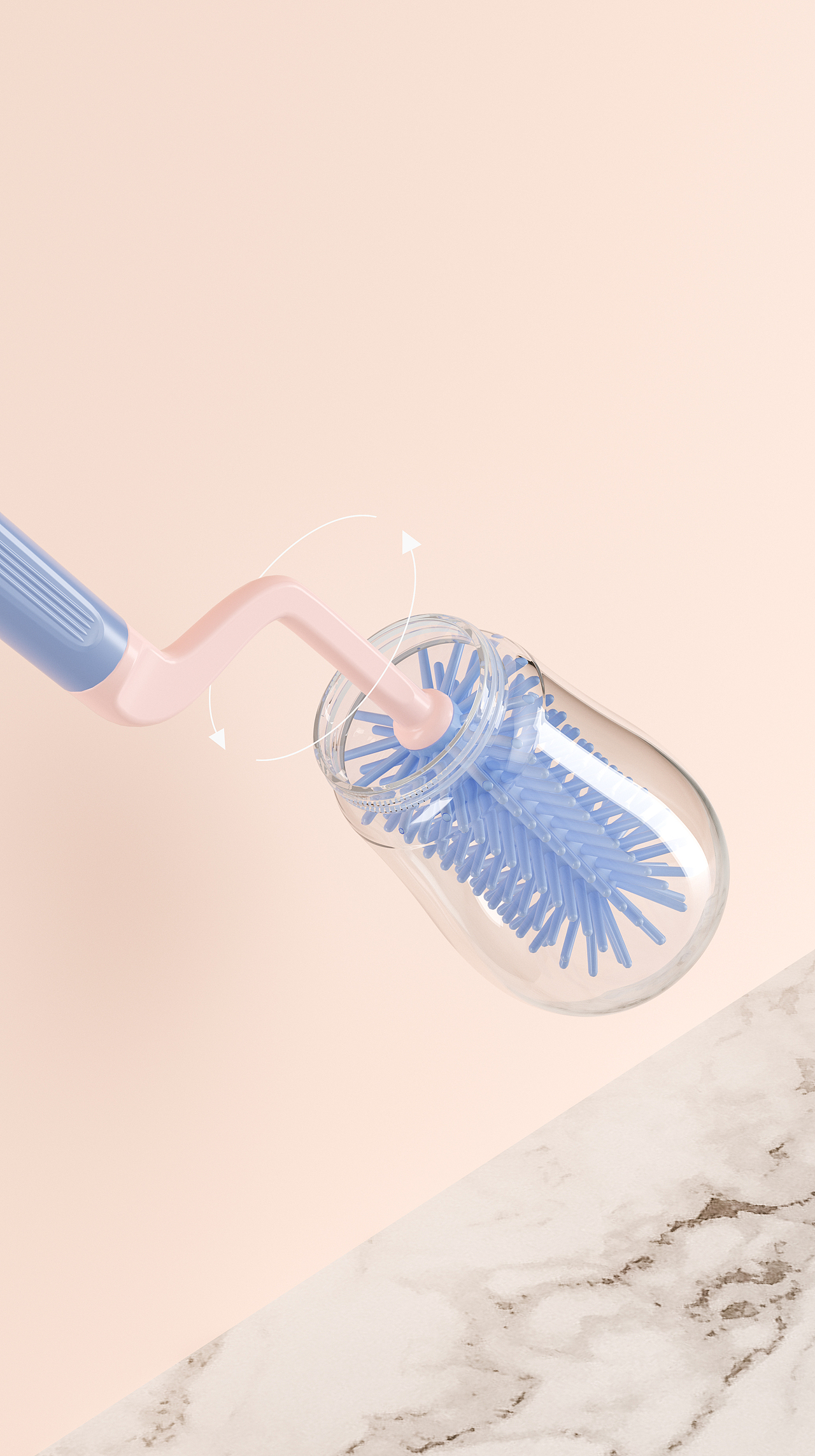 母婴三维设计C4D，硅胶奶瓶刷婴儿奶嘴吸管奶瓶刷套装