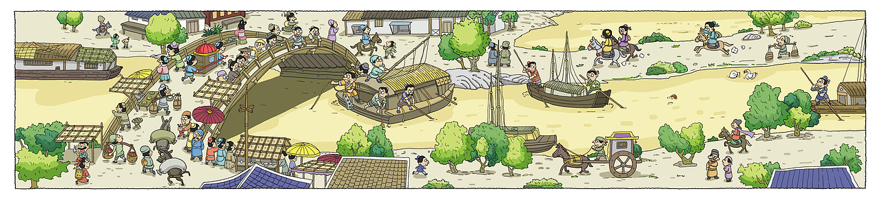 极简漫画中国历史绘本《清明上河图》插图（图ZMzEwMzU1OTcy） - 绘本 - 站酷设计师王克兵原创素材 - 站酷ZCOOL