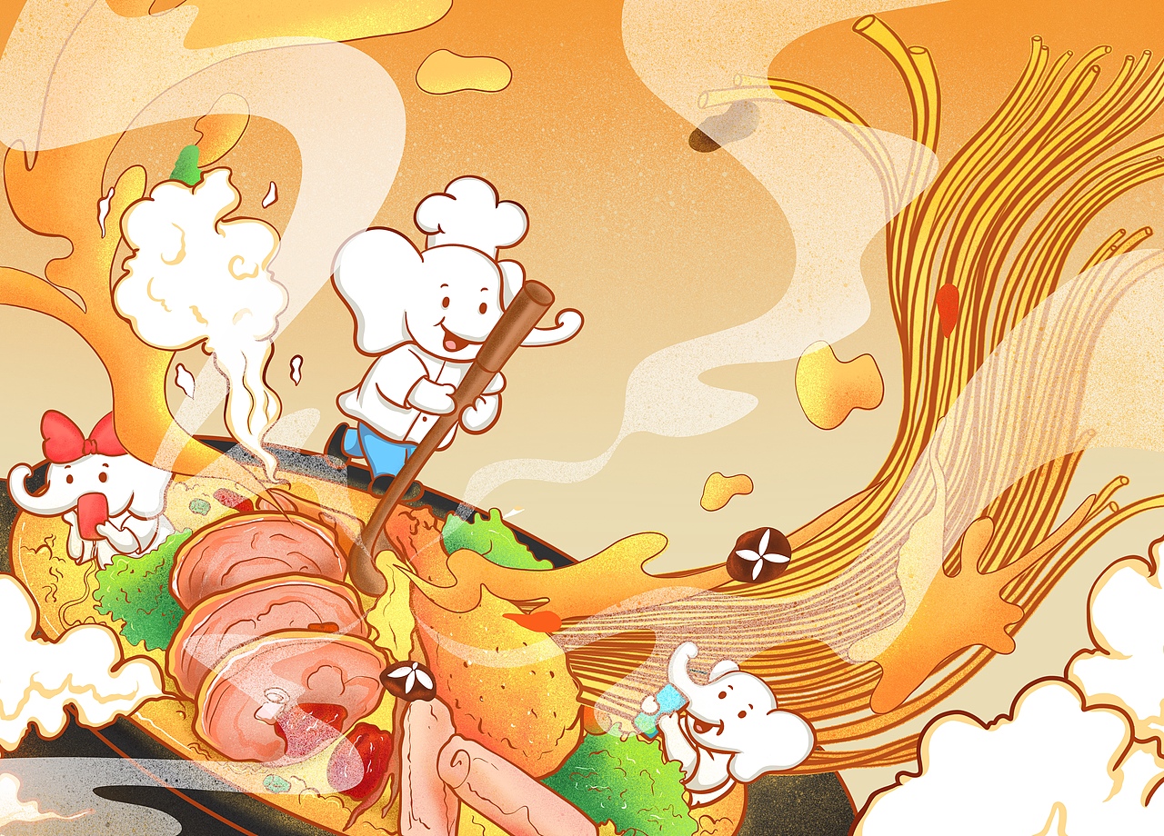 白象汤好喝插画设计--再熬六个小时（图ZMzI1OTg3NjQw） - 海报 - 站酷设计师Qianer2原创素材 - 站酷ZCOOL