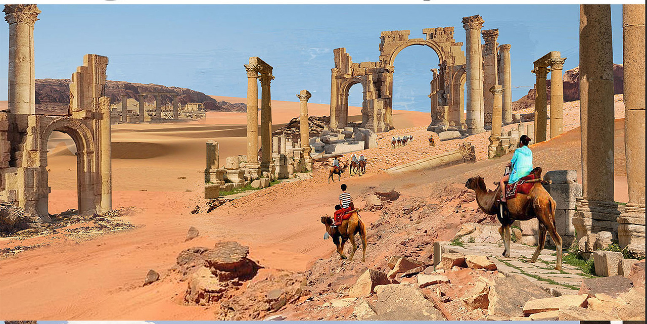 沙漠遺跡（寫實貼圖氣氛圖教程）（圖ZMzI0NzczNDA4） - 概念設(shè)定 - 站酷設(shè)計師頑皮機器CG工作室原創(chuàng)素材 - 站酷ZCOOL