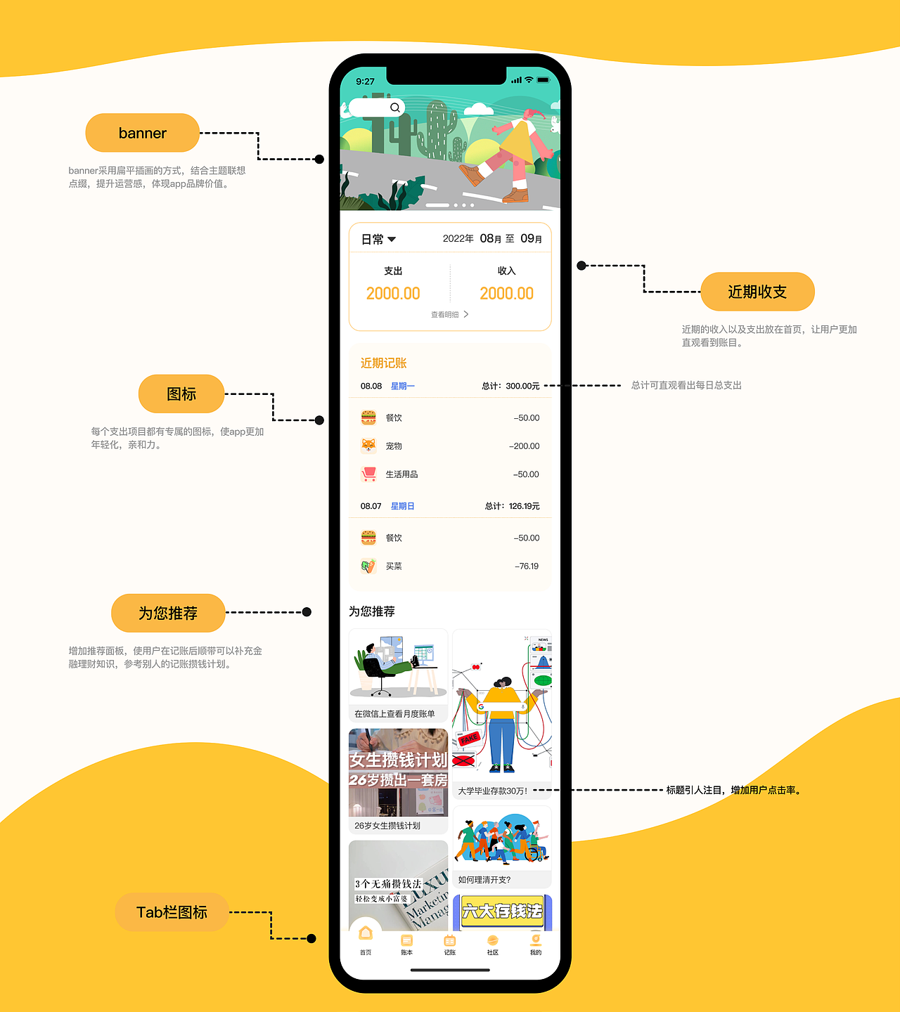 不知道花到哪里去了 ——记账APP，记录每一笔开销（图ZMzI0MzAzNTY0） - APP界面 - 站酷设计师伍拾设计原创素材 - 站酷ZCOOL