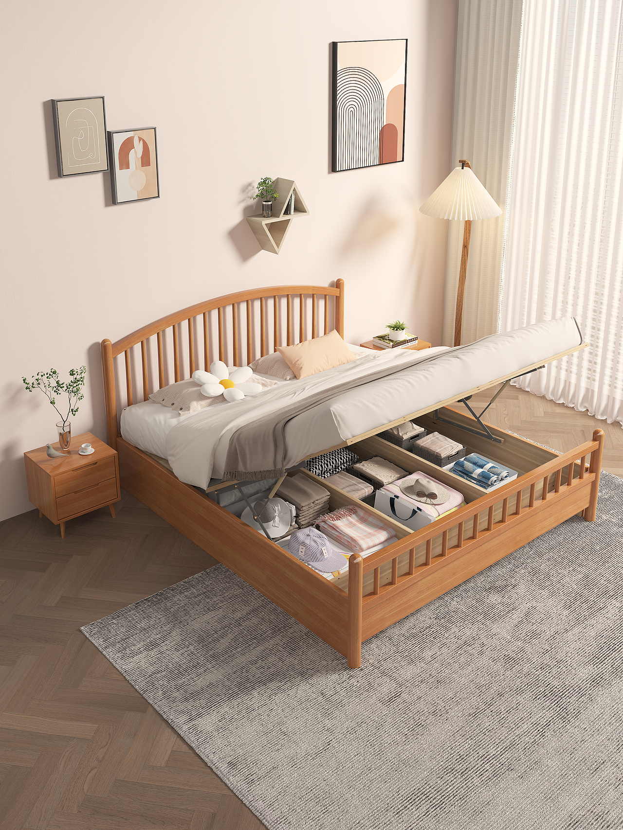 北欧温莎实木床