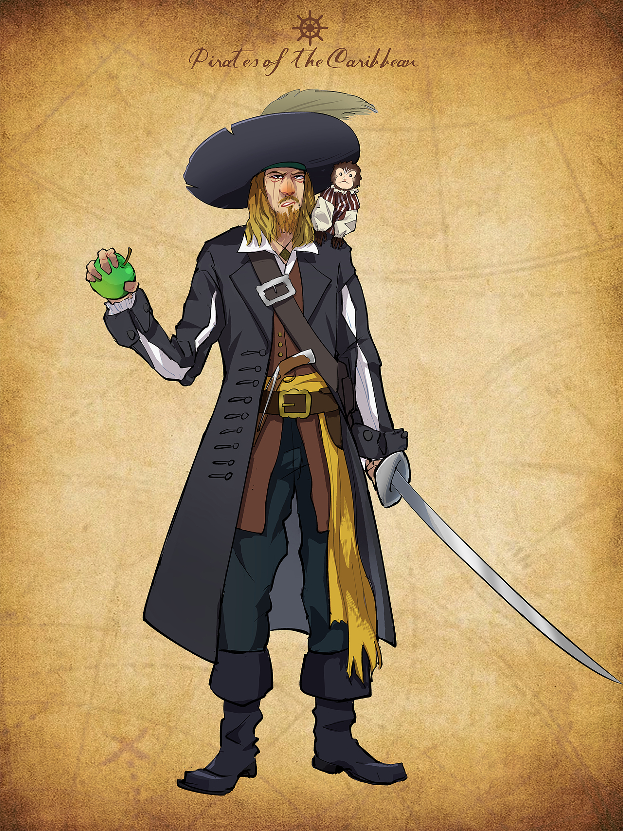 加勒比海盗角色绘画（图ZMzU1NjkxNTA0） - 创作习作 - 站酷设计师PT三瞳原创素材 - 站酷ZCOOL