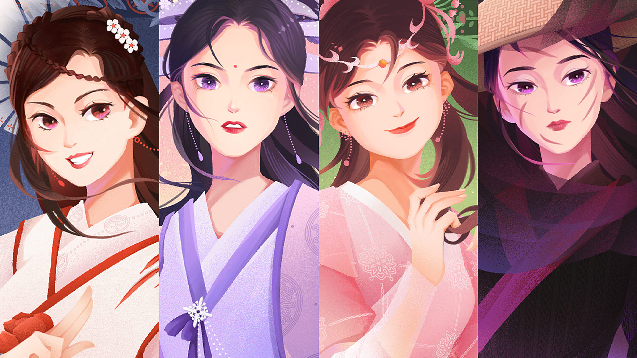 《倚天屠龙记》四美（图ZMzM3ODU1Nzk2） - 商业插画 - 站酷设计师王戴家的耗子原创素材 - 站酷ZCOOL