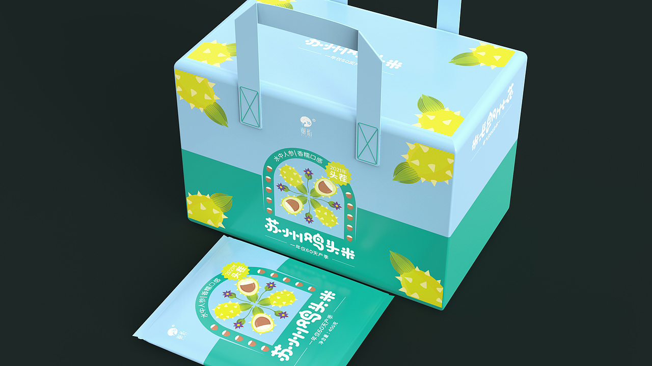 水果玉米和鸡头米包装设计 | 原创 插画