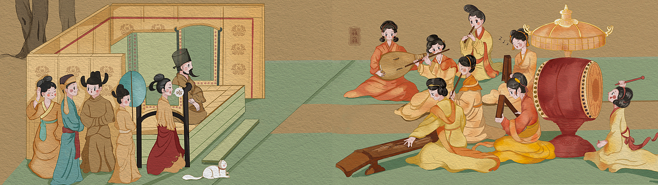 #世界名画100#《古代派对有多嗨》（图ZMzQzNzQ2NDY0） - 艺术插画 - 站酷设计师Celia猡原创素材 - 站酷ZCOOL