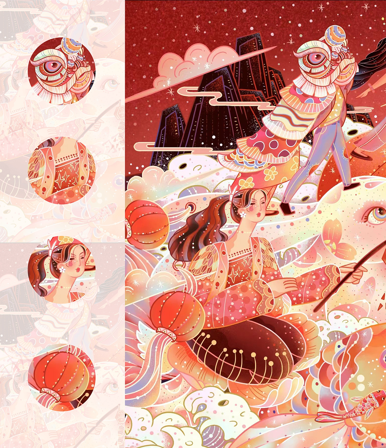 兔年：福兔賀春-新春大展宏“兔”，往事“虎”嘯而過（圖ZMzE1NjU3Mjg4） - 商業(yè)插畫 - 站酷設(shè)計(jì)師卡羽桃原創(chuàng)素材 - 站酷ZCOOL