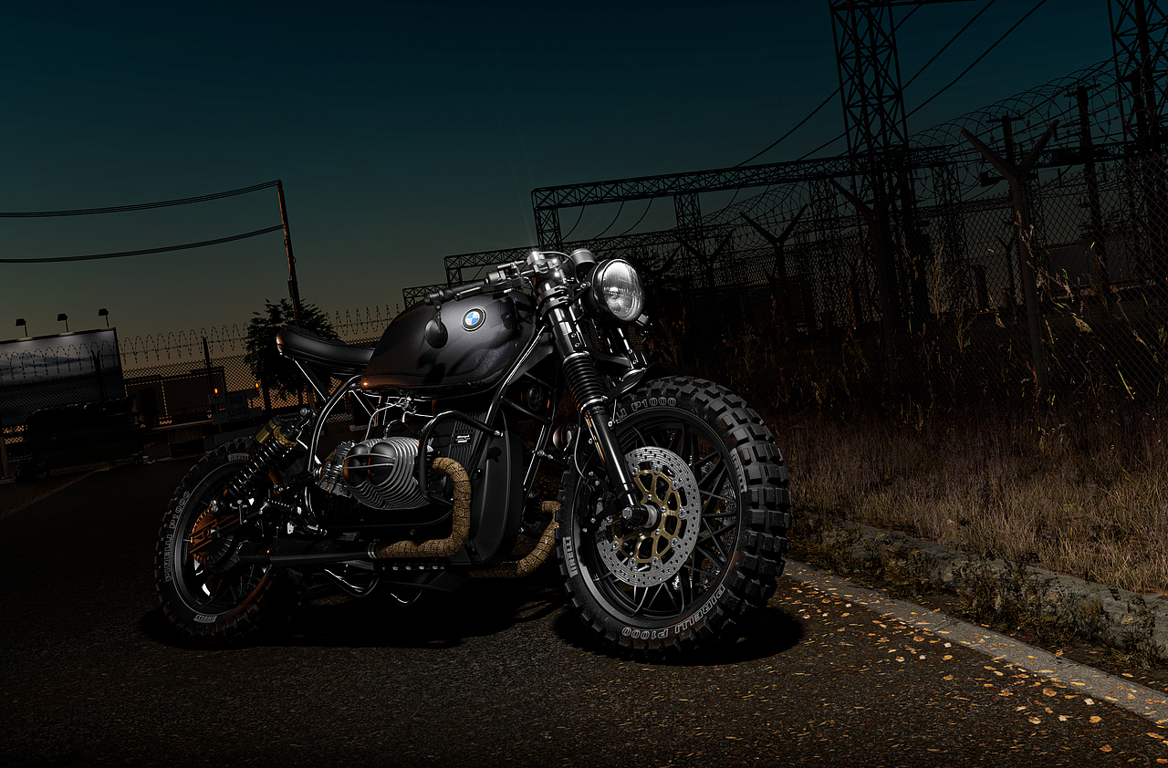 Cafe Racer R80 摩特车渲染
