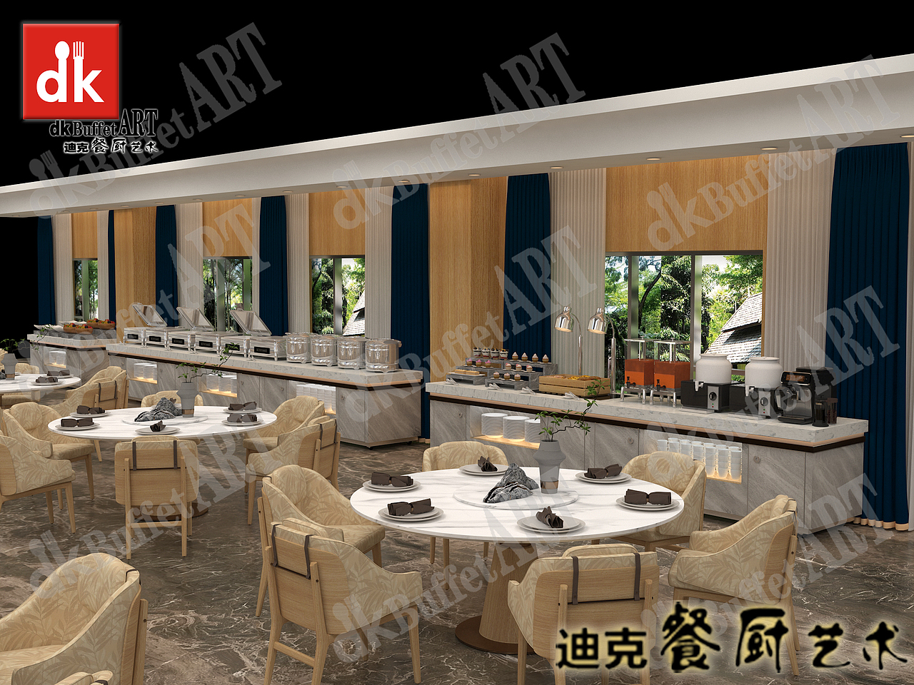 老人大学食堂自助餐台设计