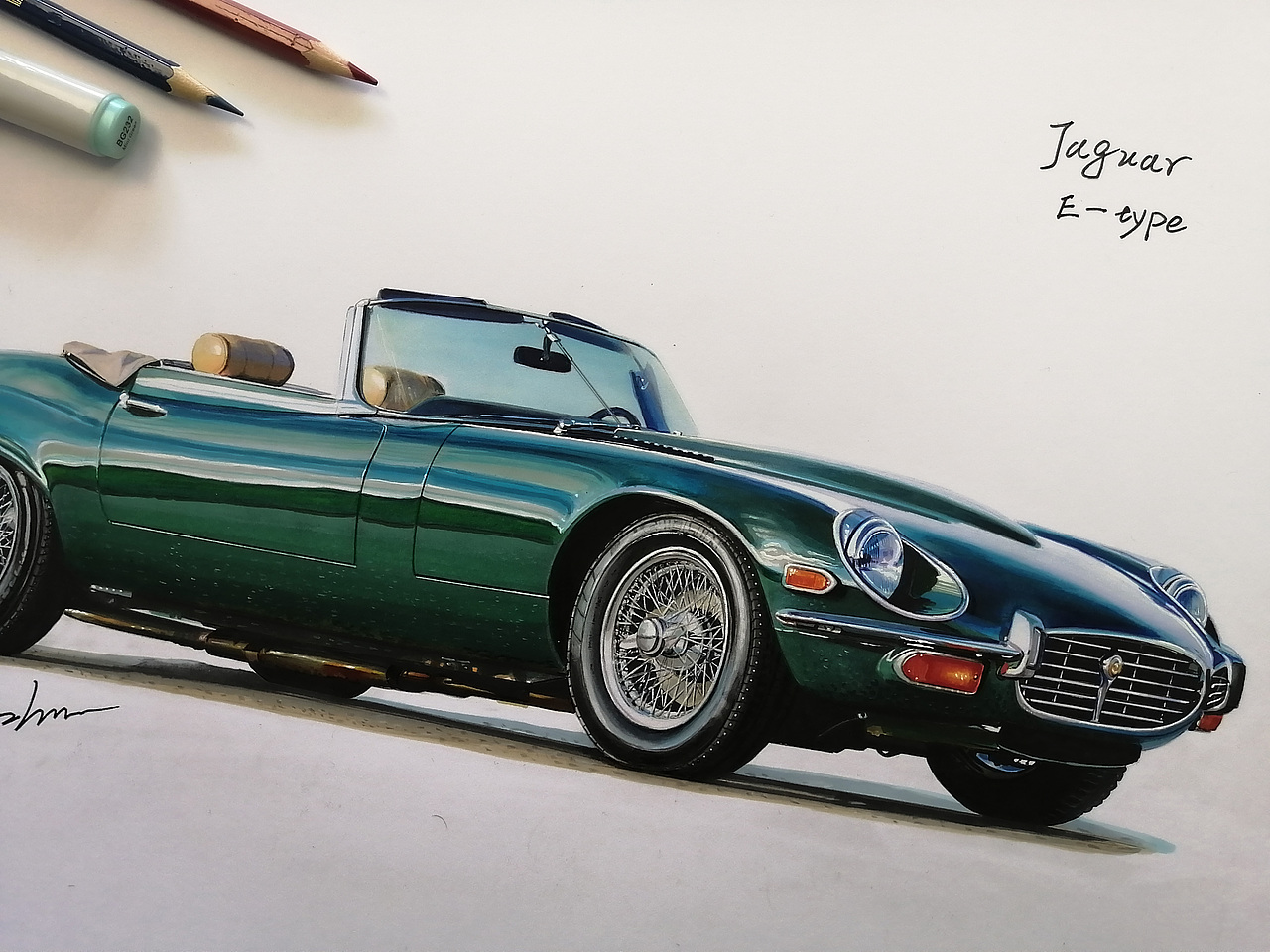 马克笔汽车手绘 捷豹 E-type（图ZMzMwOTEwMjM2） - 艺术插画 - 站酷设计师xyikai吉原创素材 - 站酷ZCOOL