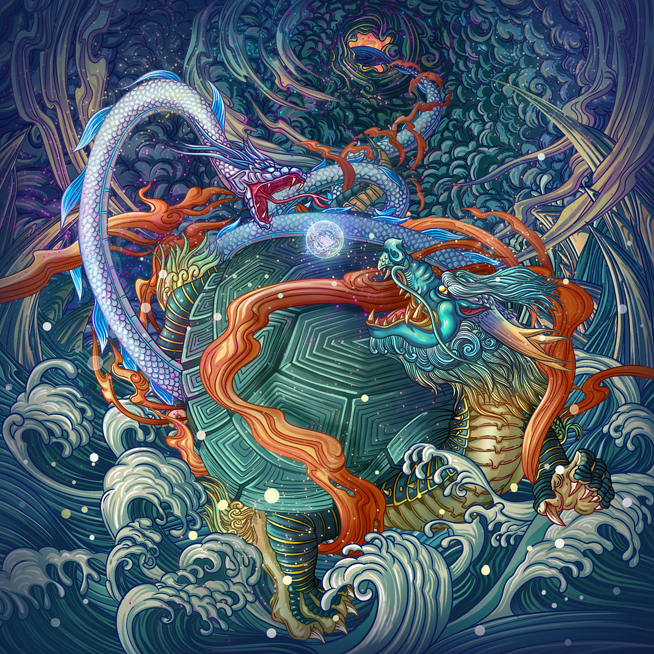天之四灵|青龙·白虎·朱雀·玄武（图ZMzI3NDAzODAw） - 商业插画 - 站酷设计师泽沐插画原创素材 - 站酷ZCOOL