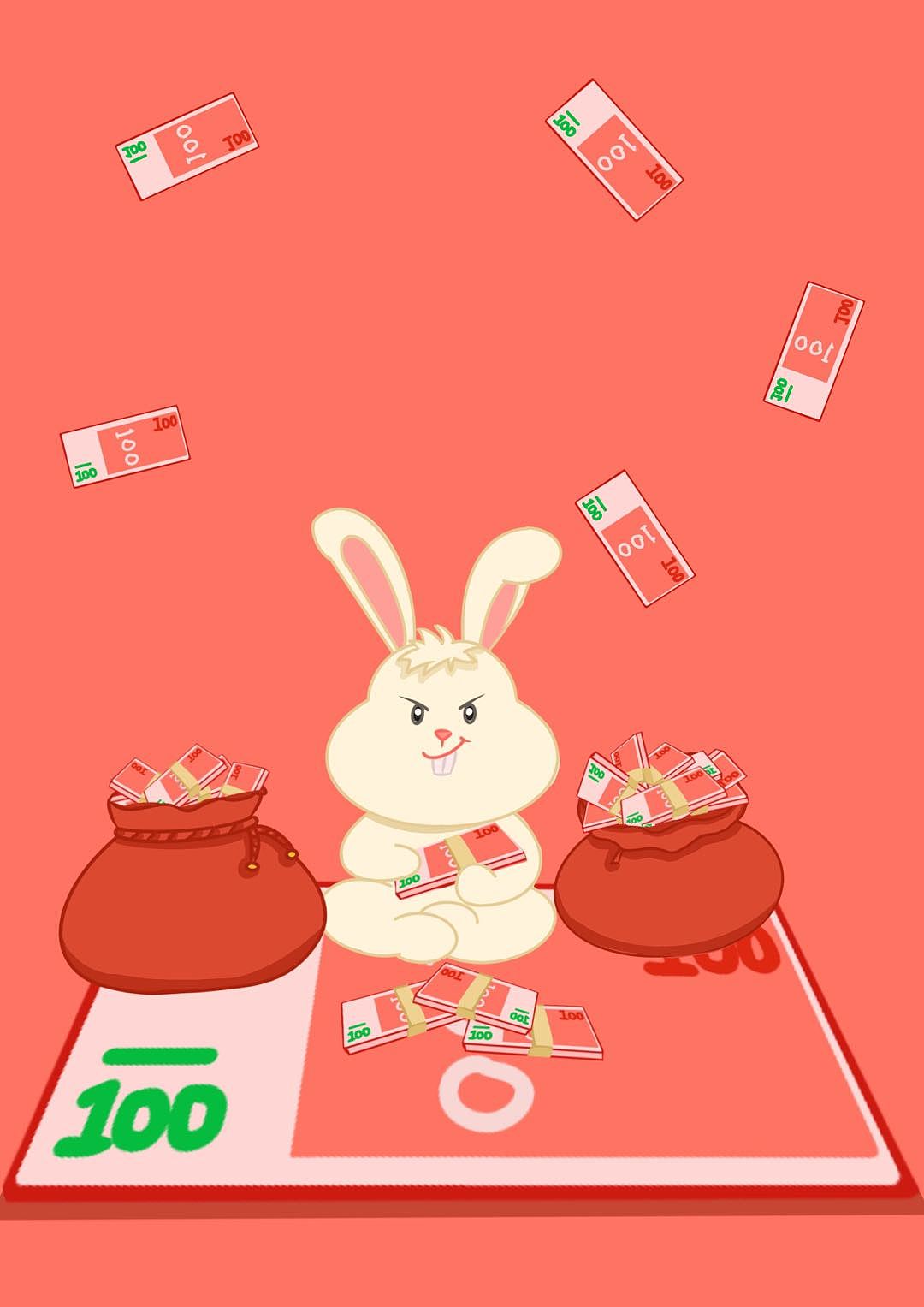 兔年恭贺壁纸（图ZMzIxOTMzOTIw） - 商业插画 - 站酷设计师插画三根面原创素材 - 站酷ZCOOL