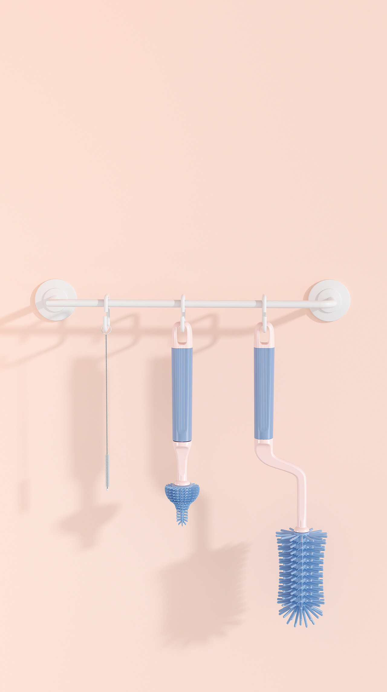 母婴三维设计C4D，硅胶奶瓶刷婴儿奶嘴吸管奶瓶刷套装