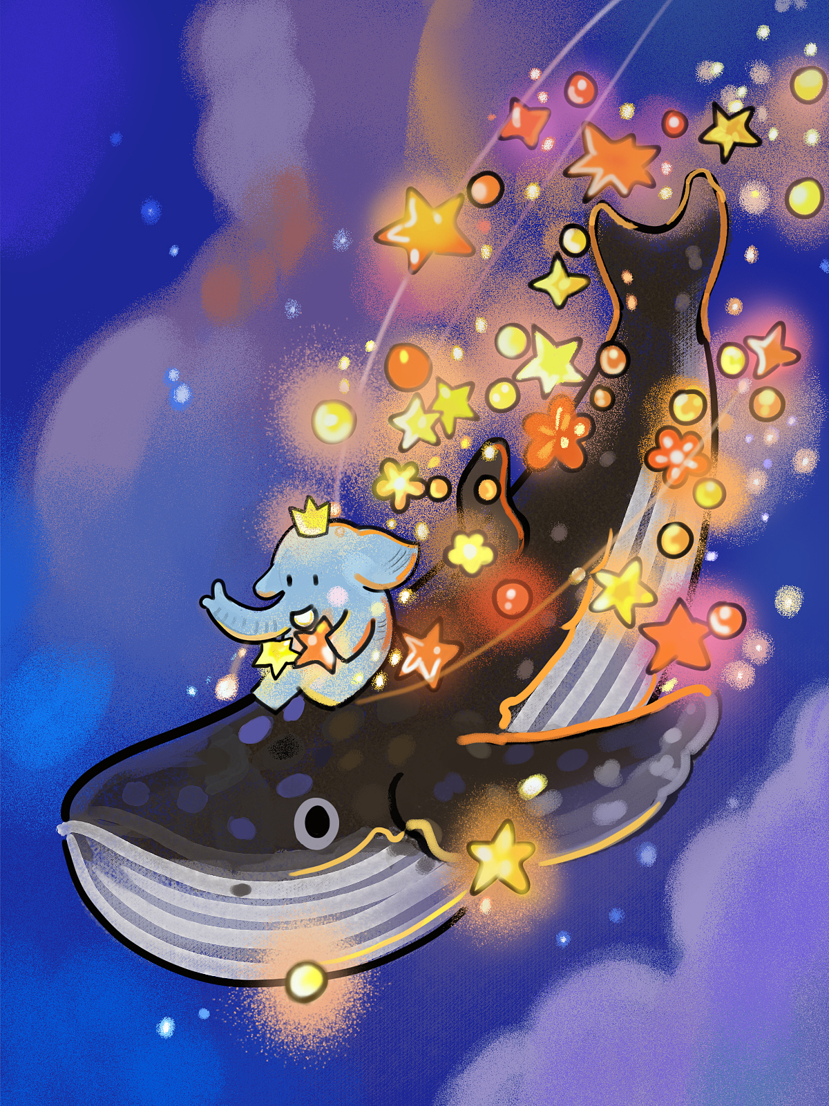 畫(huà)師繁星2.0第二期第一周補(bǔ)卡-大象和鯨魚(yú)（圖ZMzQ0NTg2MDU2） - 兒童插畫(huà) - 站酷設(shè)計(jì)師啥也不會(huì)的設(shè)計(jì)原創(chuàng)素材 - 站酷ZCOOL