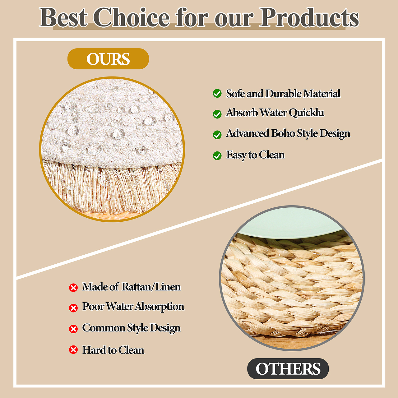 亚马逊主图设计-编织流苏餐垫