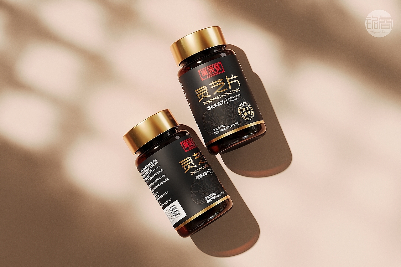 保健品包装设计灵芝片灵芝孢子粉设计©刘益铭原创作品