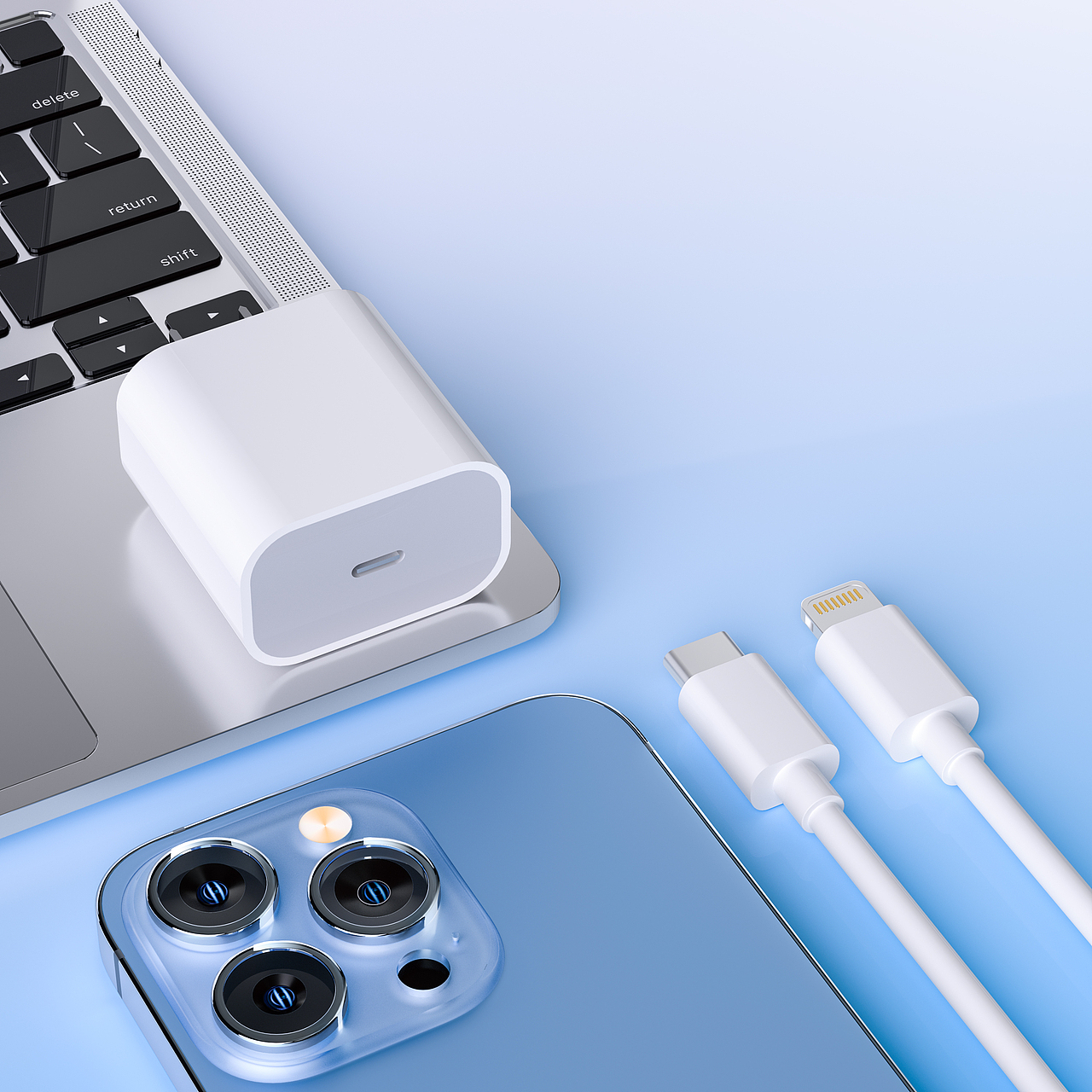 【产品渲染】 一组充电器渲染