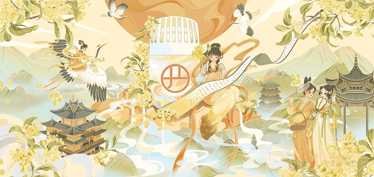 网易严选——空山桂雨香氛国风插画（图ZMzE3MzAwNjAw） - 商业插画 - 站酷设计师目目桃原创素材 - 站酷ZCOOL