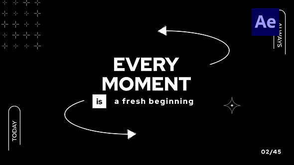 AE模板|高级时尚艺术黑白版风格版式设计排版文字标题