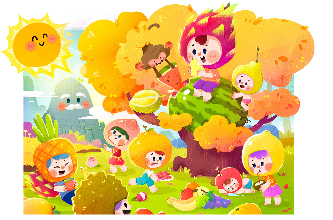 儿童异形拼图系列插画