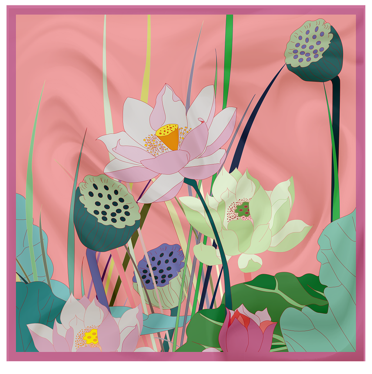 国风荷花系列（图ZMzY2OTM0ODA4） - 商业插画 - 站酷设计师猫三莫原创素材 - 站酷ZCOOL