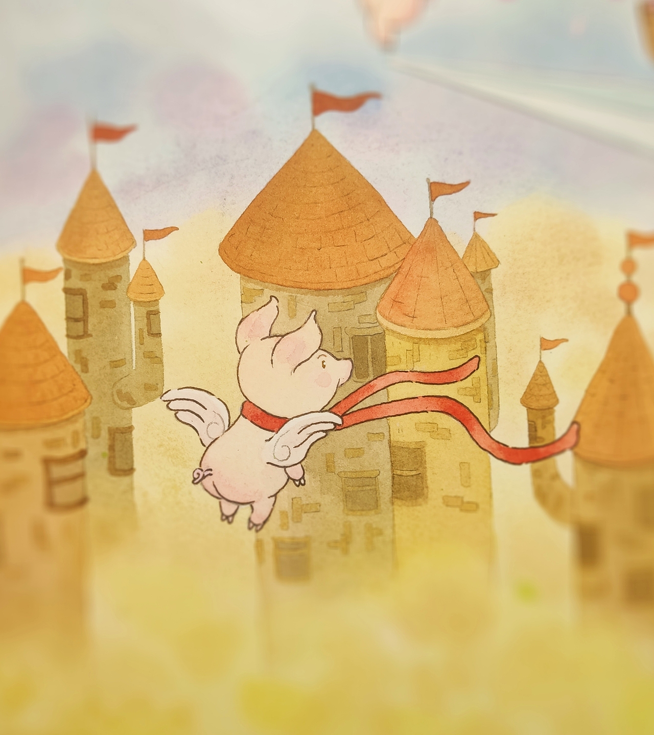 城堡上空的小天使（图ZMzQxMjE3NTk2） - 儿童插画 - 站酷设计师走神大佬原创素材 - 站酷ZCOOL