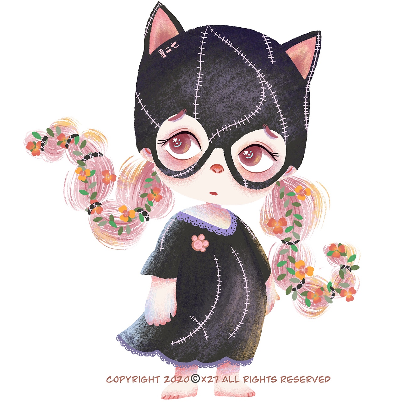 mini睡衣英雄（猫女）（图ZMjAwNjUxODM2） - 儿童插画 - 站酷设计师ERSHIQI27原创素材 - 站酷ZCOOL