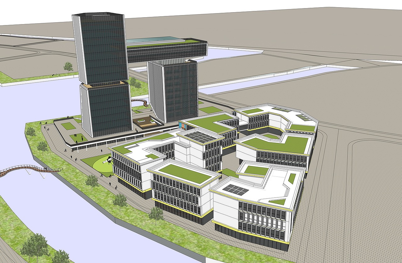 现代产业园园区办公楼SU模型下载