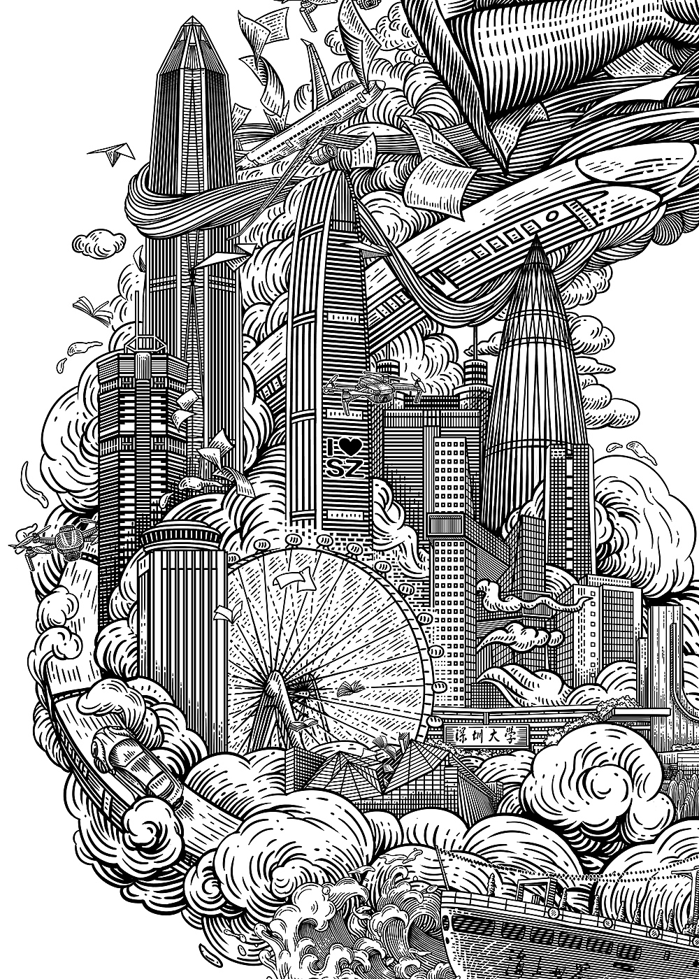 手绘版画风格作品《腾飞》(图ZMjg1OTIyMTk2) - 艺术插画 - 站酷设计师欧阳鹏杰_OY原创素材 - 站酷ZCOOL