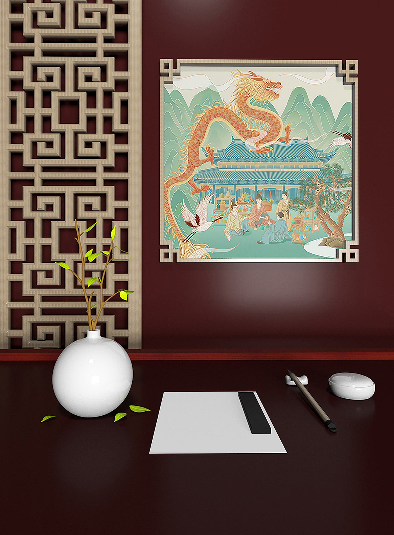 中国茶艺-国潮风茶叶包装插画