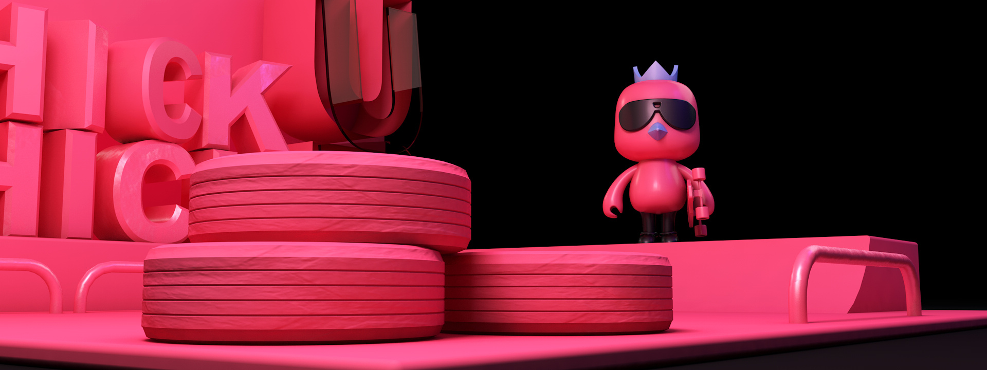 大龄玩具 手办建模 原创潮流玩具-滑板和场地c4d效果图