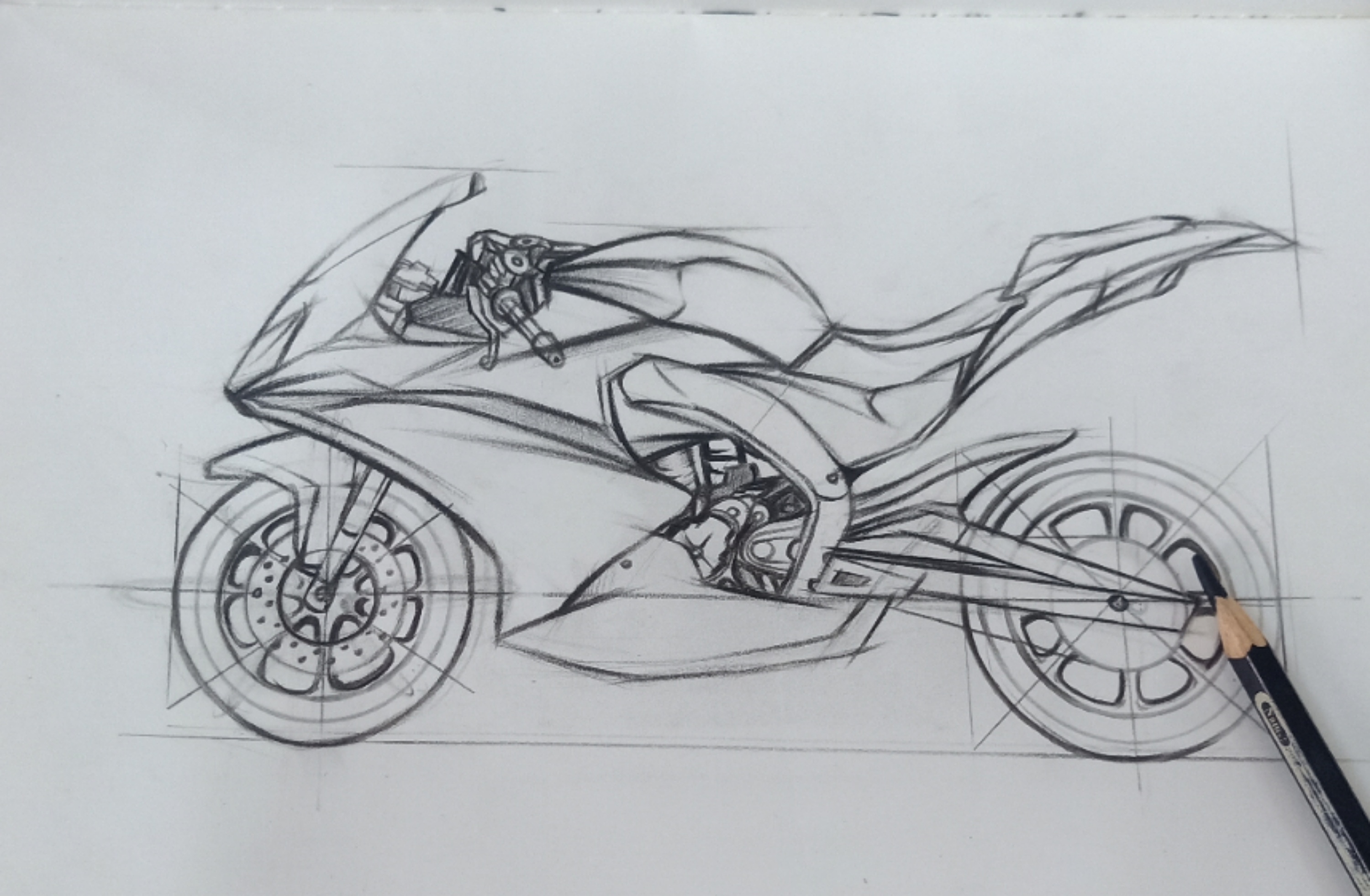 素描摩托车简单图片