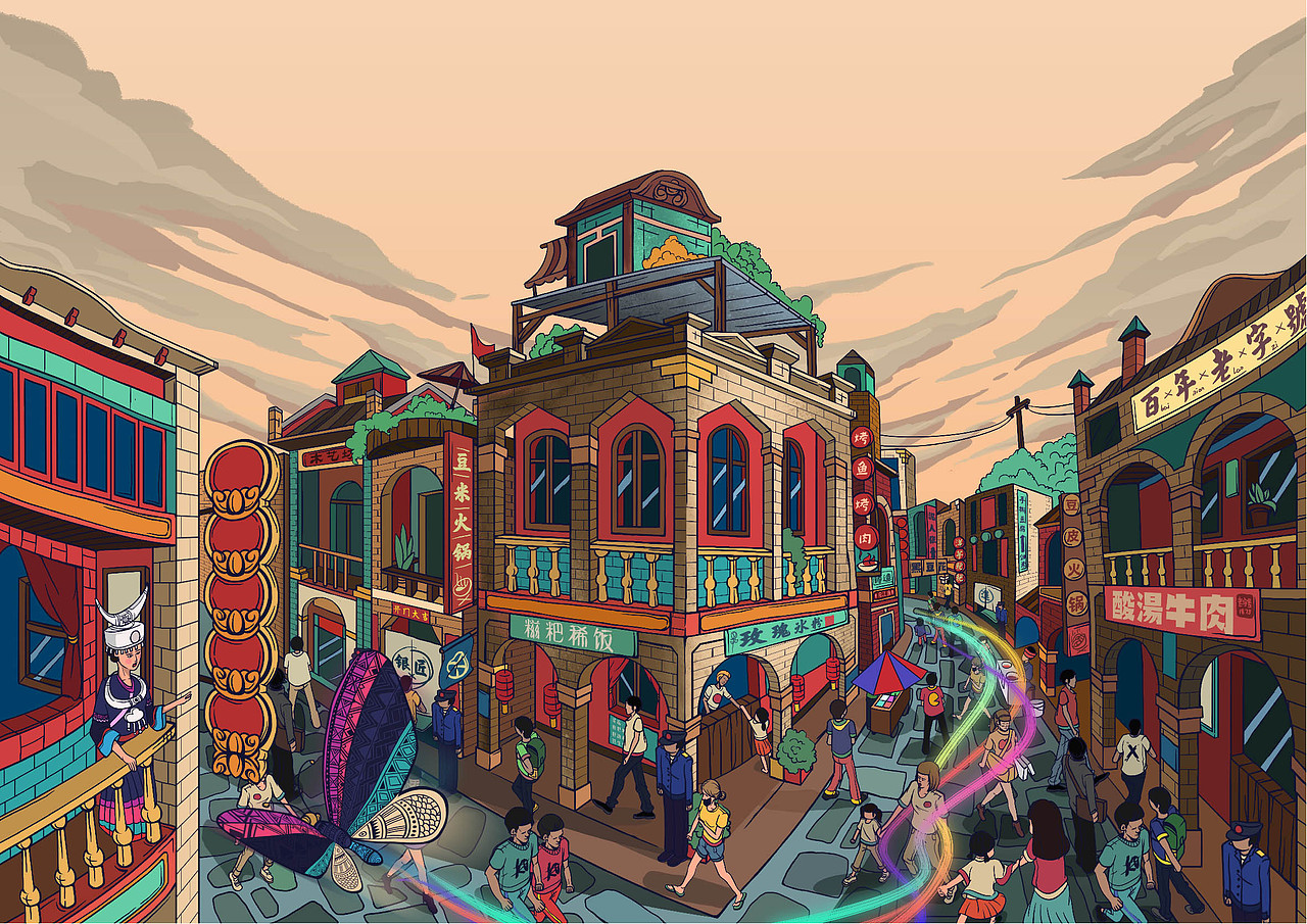 多彩贵州街出山里上半年插画工作总结（图ZMTIyNjQxNjgw） - 商业插画 - 站酷设计师曾仙桃原创素材 - 站酷ZCOOL
