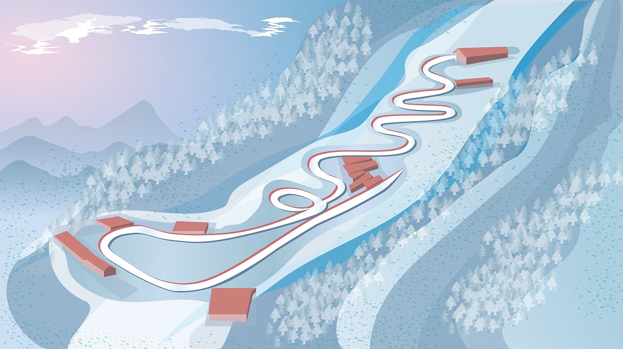 冬奥会运动场馆绘画图片