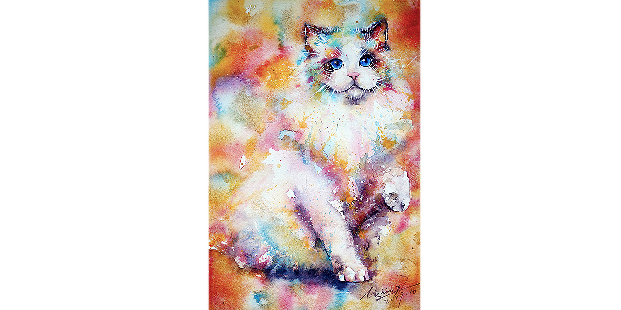 水彩下的貓青年（圖ZMjE3Mjg4Mjg4） - 商業(yè)插畫 - 站酷設(shè)計(jì)師lvireland原創(chuàng)素材 - 站酷ZCOOL