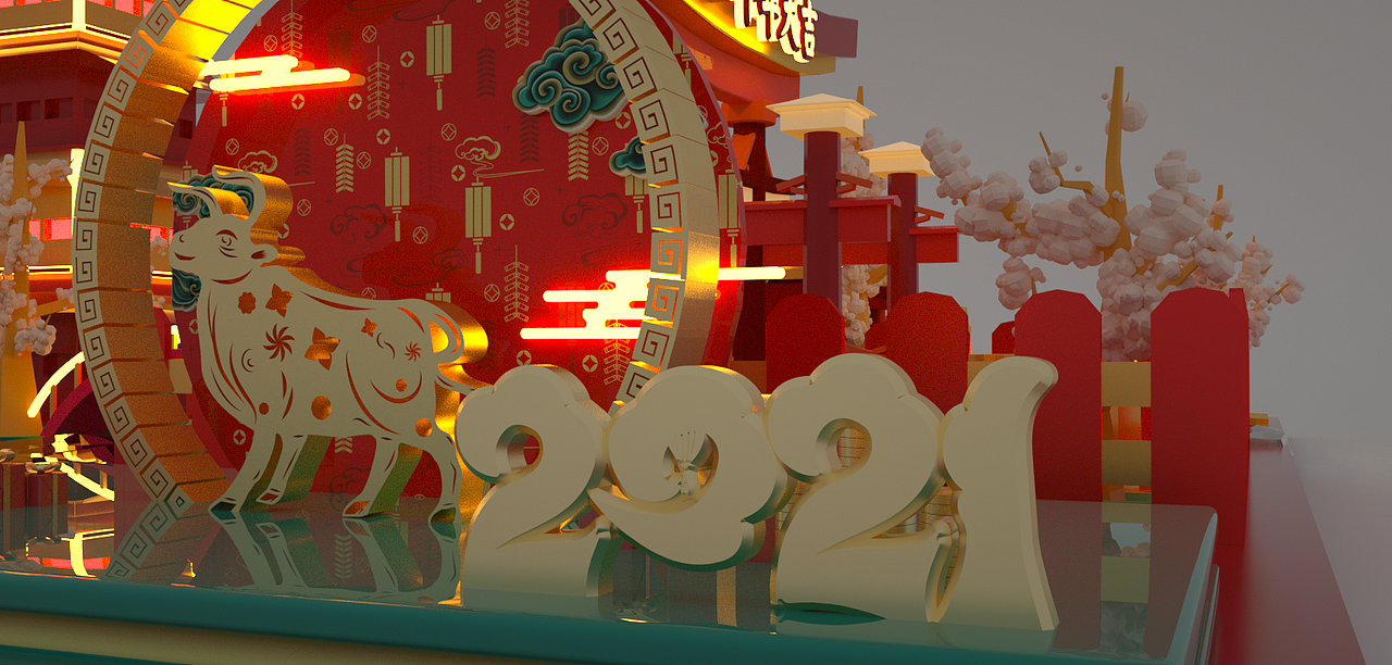 2021牛年新春美陈（图ZMjM4NTQ3NjY0） - 展陈设计 - 站酷设计师Aries浅晓白原创素材 - 站酷ZCOOL