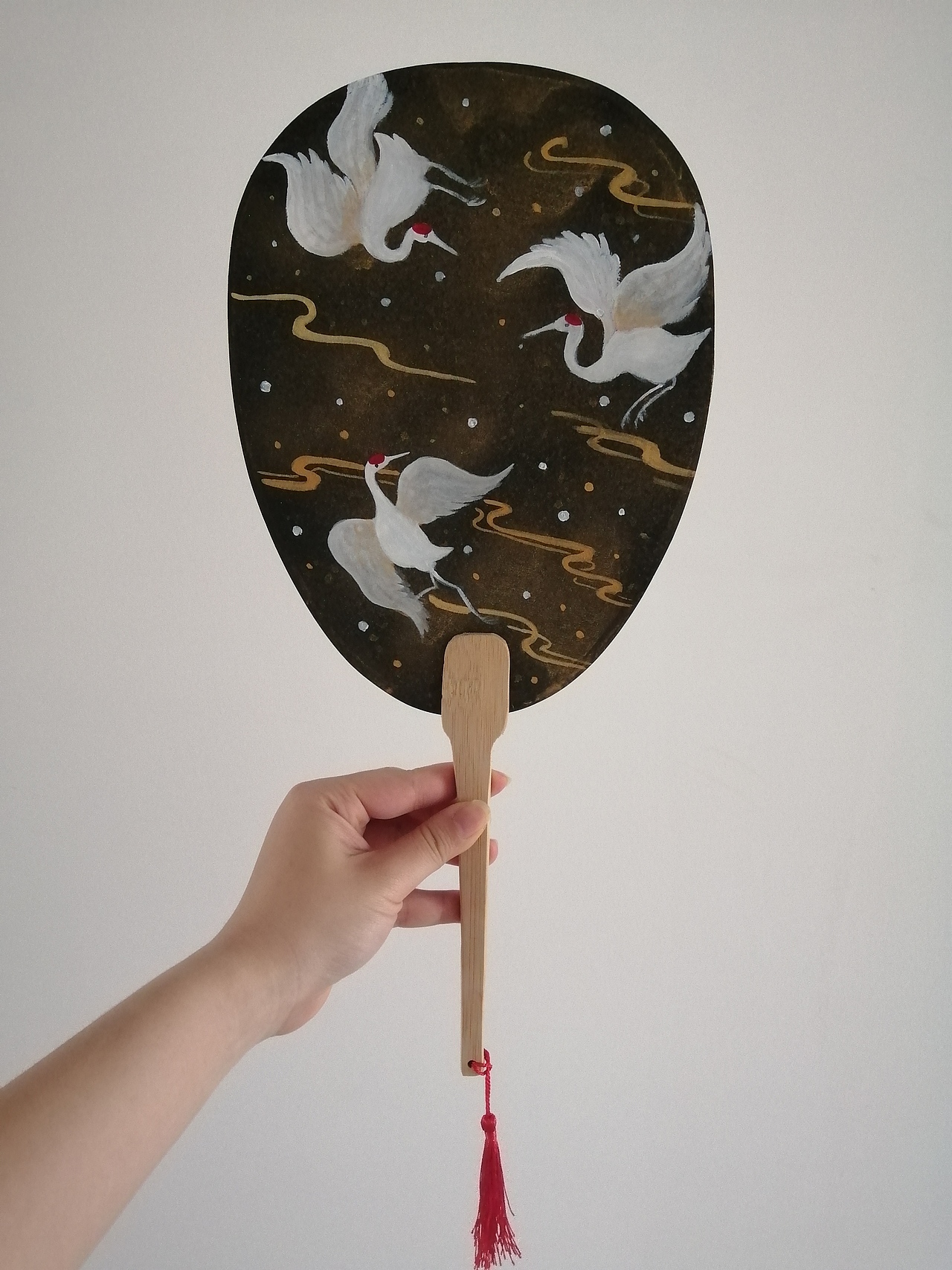 古风仙鹤洒金纸团扇/折扇