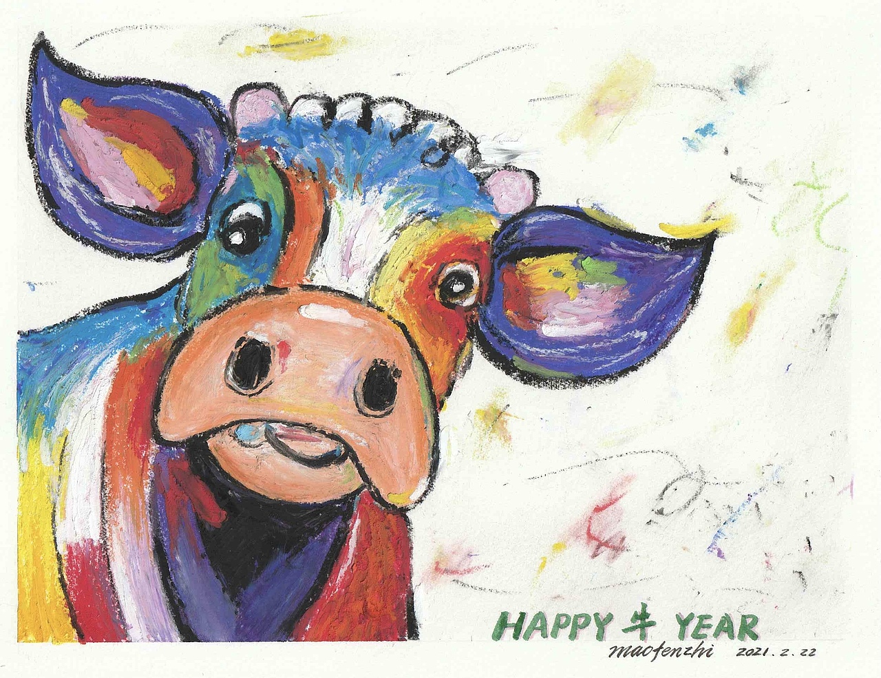 油画棒 | Happy 牛 Year（图ZMjQ2OTM2Nzky） - 绘画 - 站酷设计师sien_ink原创素材 - 站酷ZCOOL