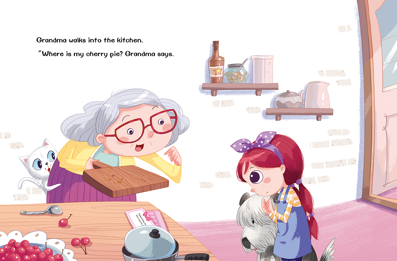 《Mimi And The Cherry Pie》 已出版商用（图ZMjMwODA2NDE2） - 绘本 - 站酷设计师左森插画工作室原创素材 - 站酷ZCOOL