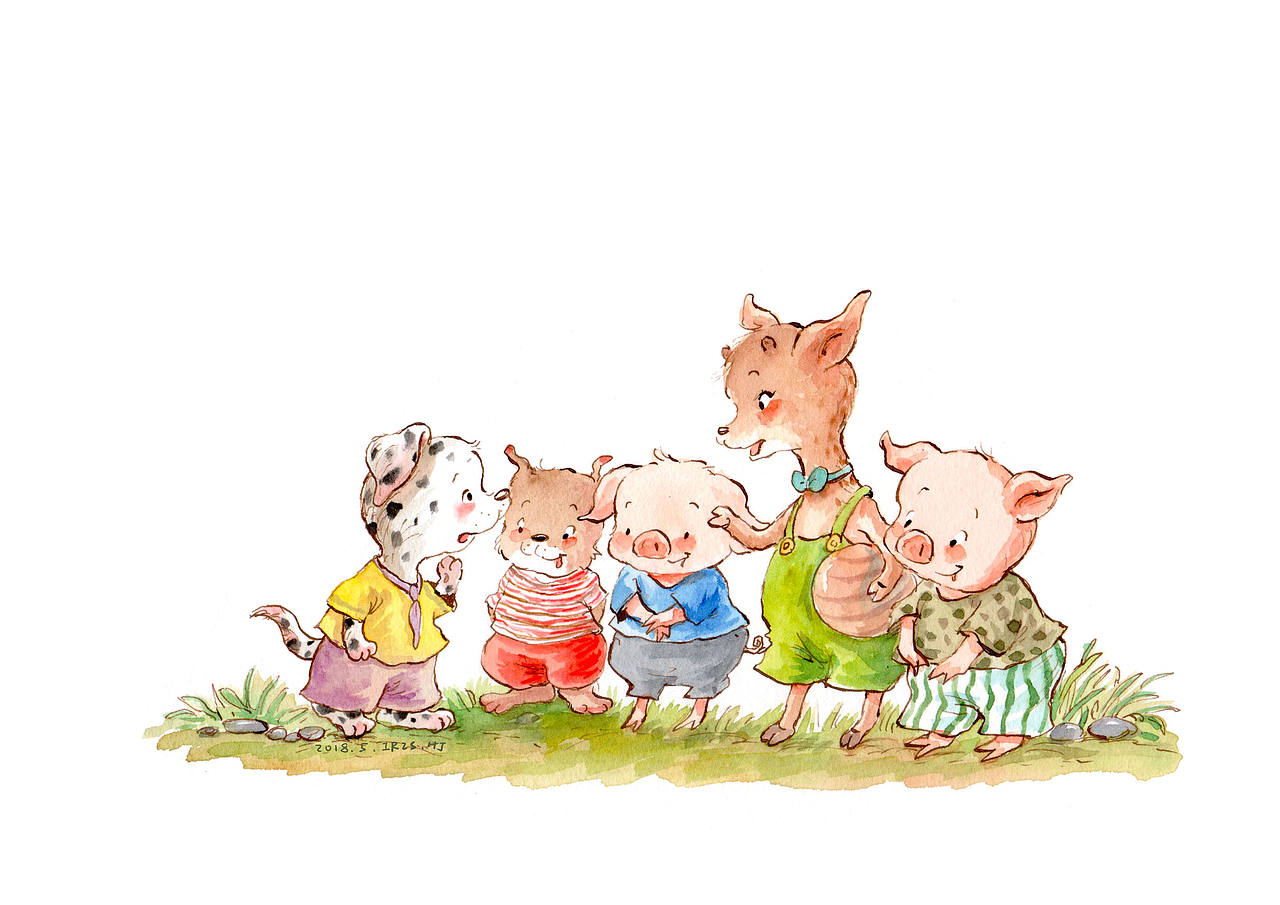 摩登猪猪家庭~（图ZMTEzMzgwNTcy） - 儿童插画 - 站酷设计师抱抱小枕头原创素材 - 站酷ZCOOL