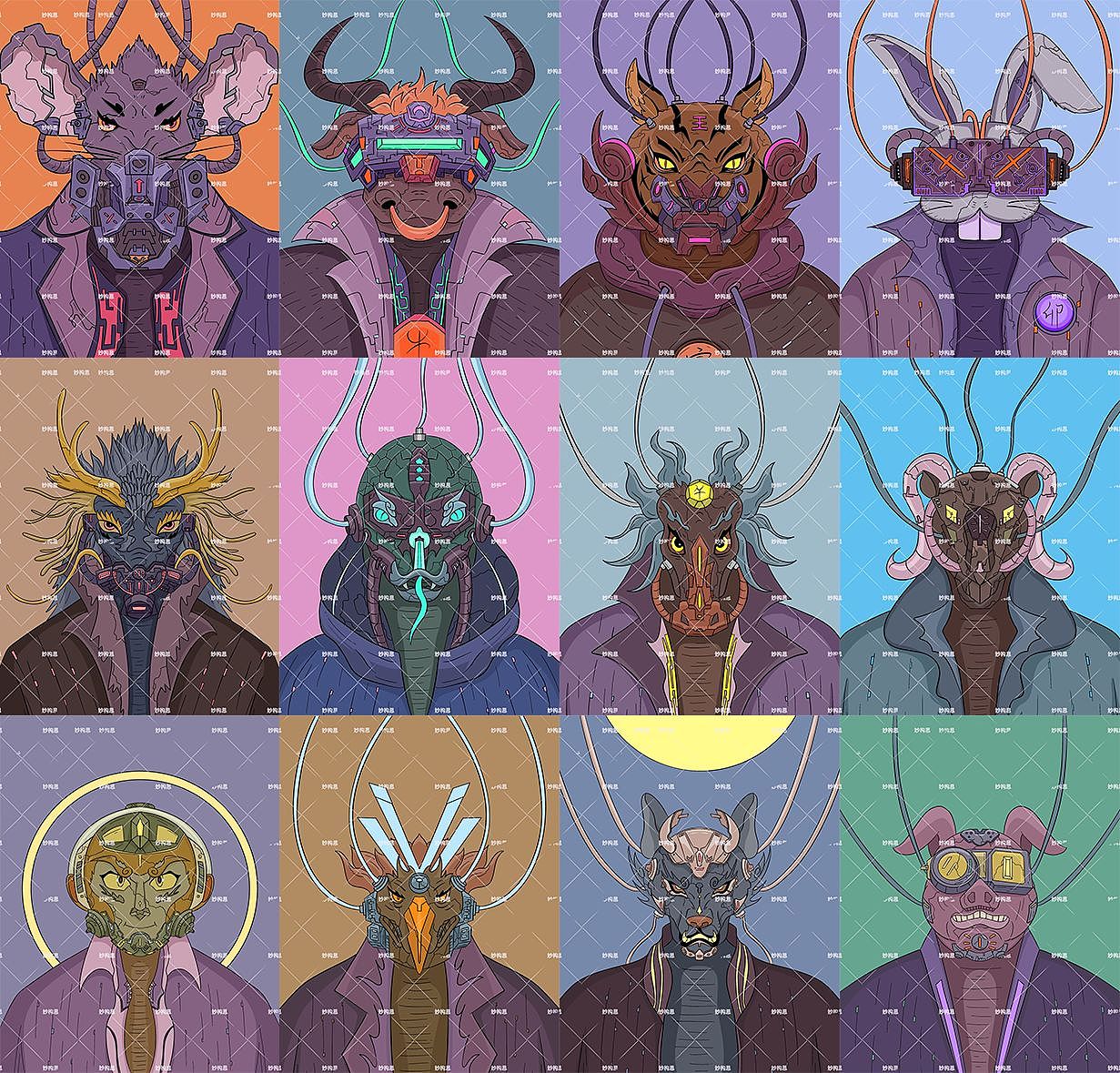 十二生肖 NFT 赛博朋克 成品（图ZMzE0OTA4Mjg0） - 商业插画 - 站酷设计师会画画的老陈原创素材 - 站酷ZCOOL