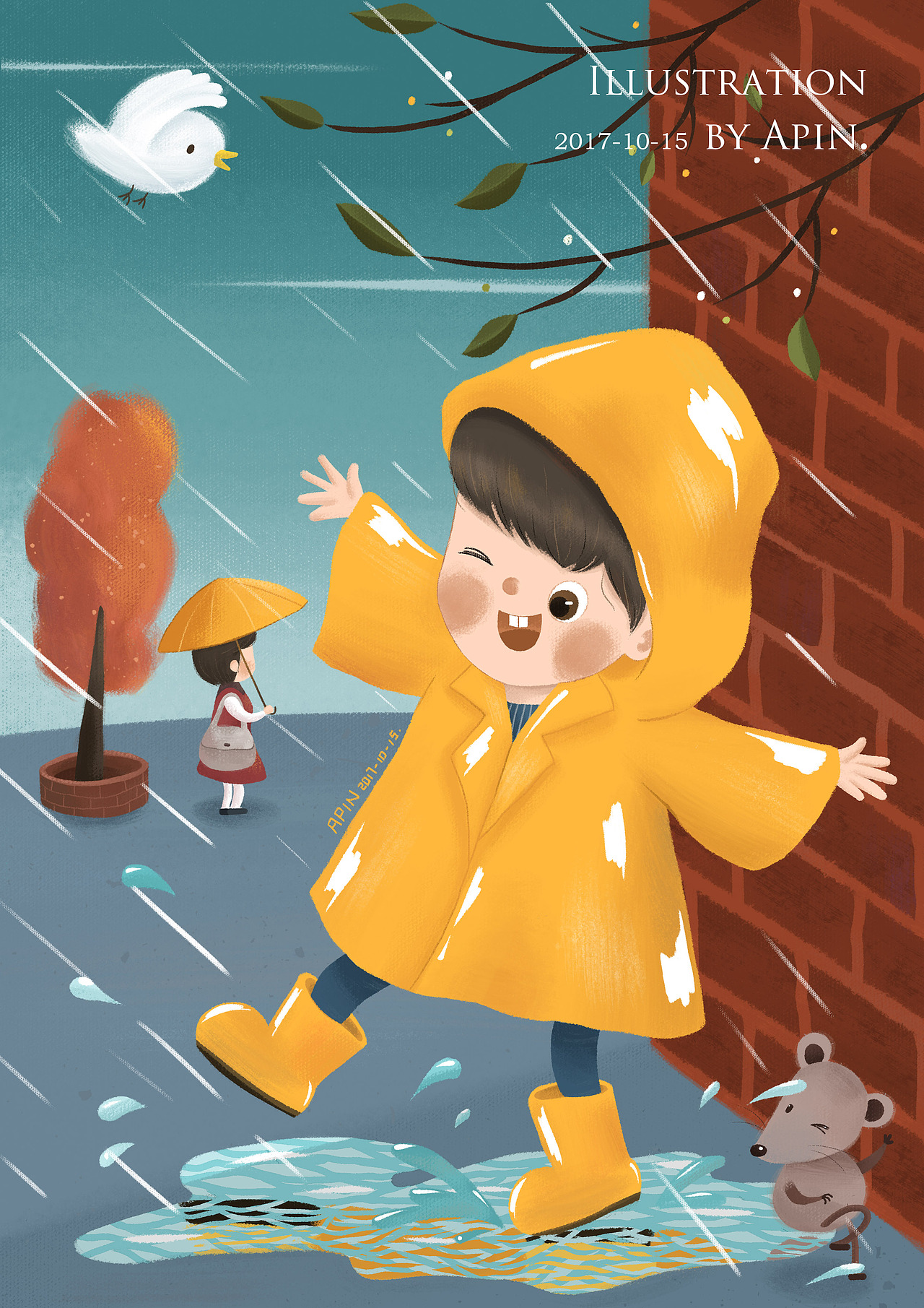 童年的下雨天|插画|儿童插画|可颂王_原创作品-站酷zcool