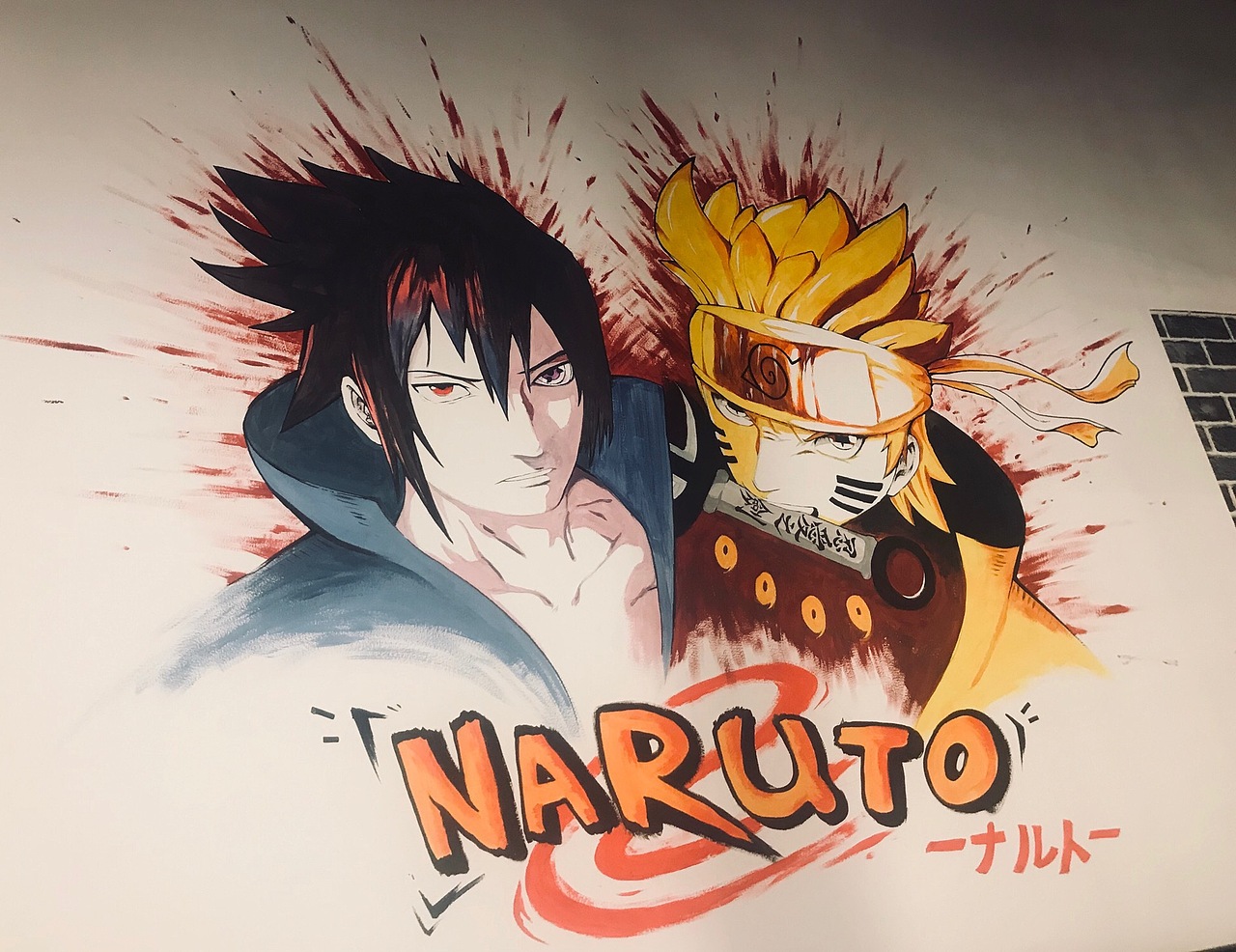 条件极差的环境下完成的海贼王主题墙绘等