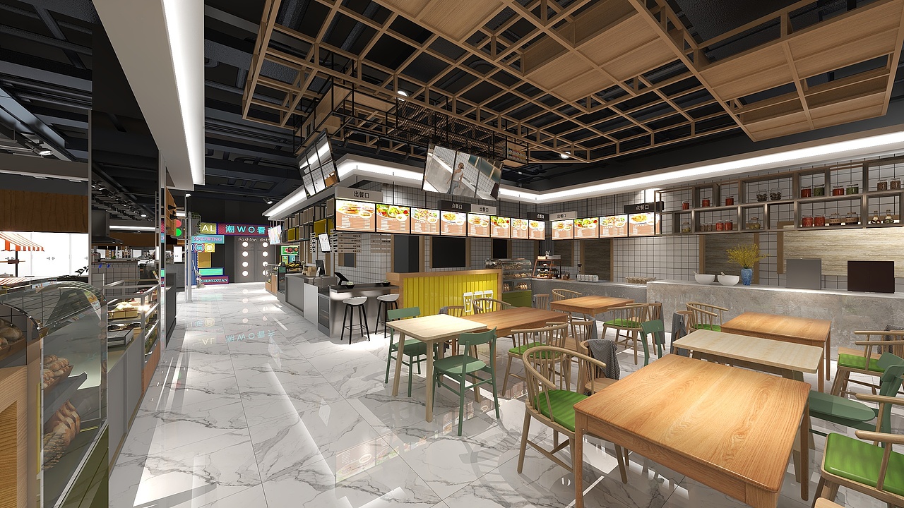 河南平市某地商业空间餐饮区方案(改造区域)