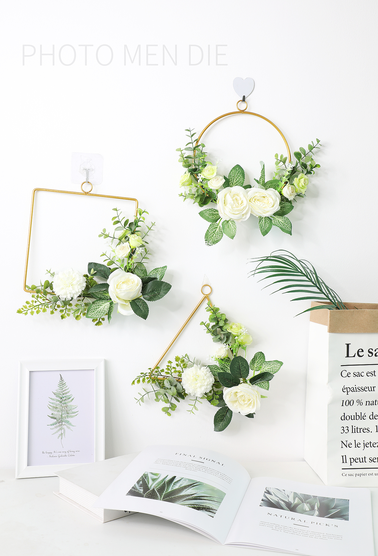 仿真花艺ins装饰品 北欧墙上挂饰花环 餐厅墙壁挂件