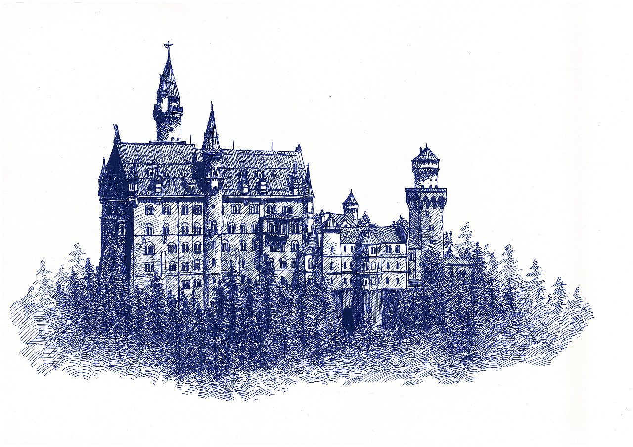 新天鹅堡钢笔画系列